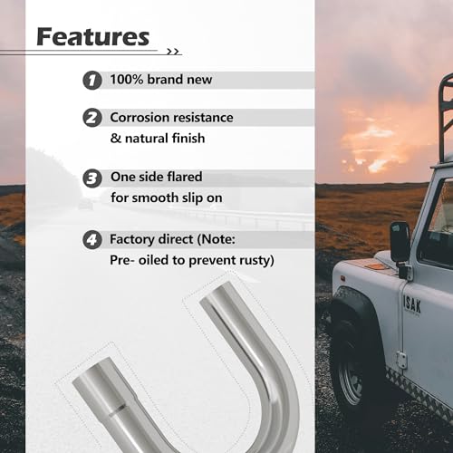 Jaxilyn Exhaust Pipe Kit 2.5 Inches Mild Steel DIY Custom Exhaust Kit Tubing Mandrel Bend Pipe Straight & U-Bend 16 Gauge Universal 8PCS
