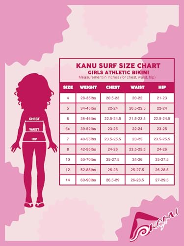 Kanu Surf Girls UPF 50+ Beach Sport Athletic Bikini Swimsuit, Tanya Red, 12