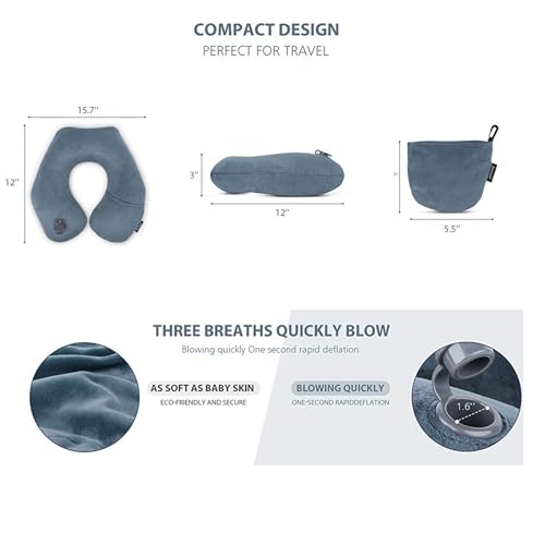 Keemall Car Neck Pillow, Soft Headrest Inflatable Car Pillow for Driving Seat with Adjustable Strap, Comfortable Ergonomic Design Neck Support and Breathable Washable Cover (Black 1 Pack)