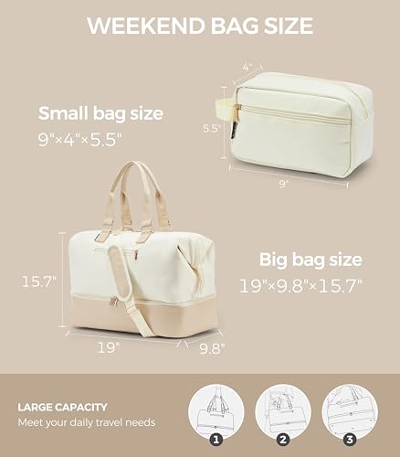 Uselike Weekender Bags for Women, Large Travel Duffel Bag with Shoes Compartment, Carry On Overnight Tote Bags with Toiletry Bags, Gym Duffel Bags with Wet Pocket, Hospital Bags for Labor and Delivery
