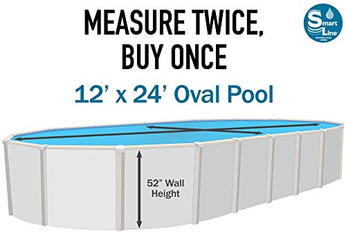 Smartline Crystal Tile 12-Foot-by-24-Foot Oval Liner | UniBead Style | 52-Inch Wall Height | 25 Gauge Virgin Vinyl | Designed for Steel Sided Above-Ground Swimming Pool | Universal Gasket Kit Included