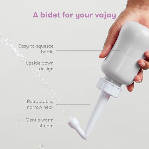 Frida Mom Upside Down Peri Bottle for Postpartum Care, Portable Bidet Perineal Cleansing and Recovery for New Mom, The Original Fridababy MomWasher, Grey
