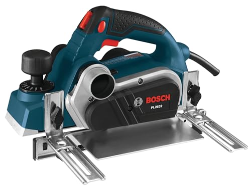 BOSCH 3-1/4 Inch 6.5 Amp Hand Planer for Woodworking, 2.6 mm Cut Depth, Corded with Carrying Case (PL2632K)