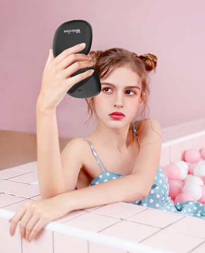 wobsion Travel Mirror with Light, Rechargeable 1x/10x Compact Magnifying Mirror, Dimmable Pocket Mirror,Handheld 2-Side Mirror with Light,4inch Travel Size,Portable for Handbag,Purse,Gift,Black