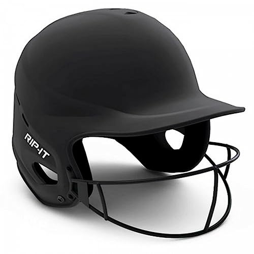 RIP-IT | Vision Pro Softball Batting Helmet with Face Mask | Matte Black | M/L | Lightweight Women’s Sport Equipment
