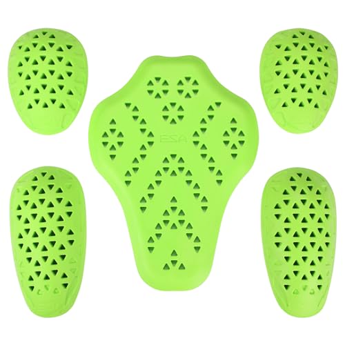KEMIMOTO CE Level 1 Back Armor Protector Pad, CE Level 2 Elbow and Shoulder Certified, Anti Impact Inserts for Motorcycle Jackets (5 PC Set)