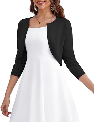 OmicGot Women's Classic Long Sleeve Knit Cardigan Sweaters Casual Open Front Button Down White Cardigan M