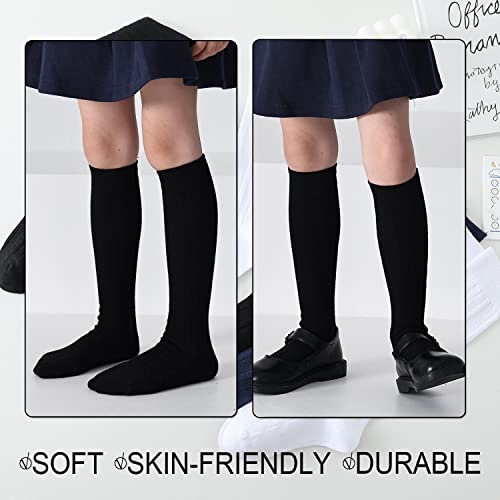 EPEIUS Toddler Girls Knee High Socks Seamless Cotton School Uniform Socks Cable Knee Socks Kids Boy Over the Calf Socks 2-4 Years 3 Pack