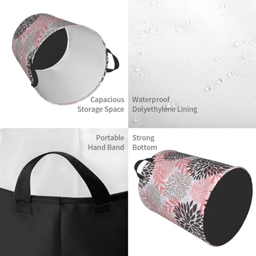 Gbuzozie Pink Chrysanyhemum Flowers Round Laundry Hamper Daisy Floral Storage Basket Toys Clothes Organizer Bin For Home Bathroom Bedroom Dorm Nursery, 38l