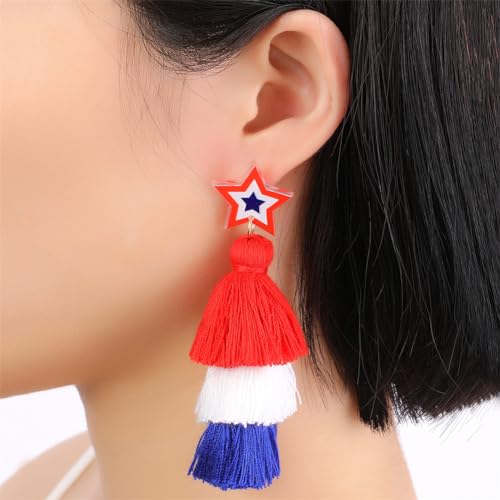 DIYANMMY 3 Tier Layered Colorful Tassel Earrings Bohemian Big Dangle Drop Fashion Jewelry Earrings for Women Valentine Birthday Party Gift. (black tassel)