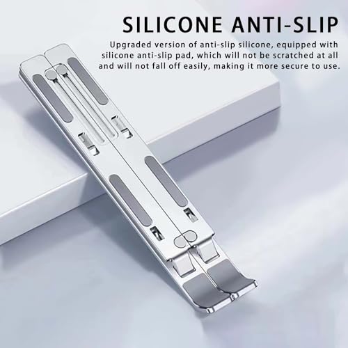 Xcdhemde® Laptop Stand, Aluminum Alloy-Laptop Stand for Desk, 6-Level Adjustable Laptop Riser, Ventilation and Heat Dissipation, Sturdy and Durable Laptop Stand, Silver(8-16” Laptop)