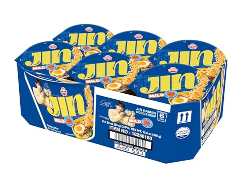 OTOKI Jin Ramen Mild, KOREAN STYLE INSTANT CUP NOODLE, Best Tasting Soup and noodles, Traditional Instant ramen noodles (65g) - 6 Pack