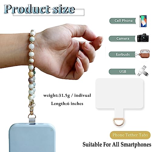 Lostars Marble Beaded iPhone Wrist Strap,Detachable Phone Bracelet Strap with Tether Tab,Hands-Free Phone Wristlet Strap (Sweet Cherries)