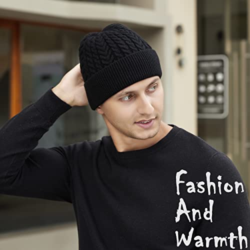 HiRui Knit Beanie Hats for Men Women Winter Hats Skull Caps Warm Classic Slouchy (Beige White)