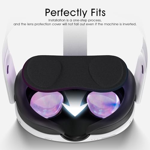 Orzero (1 Pack) VR Lens Protector Cover Compatible for Quest 3S, Quest 3/2/1, Valve Index, PICO 3/4/4 pro/4 Ultra, Dust Proof Washable Protective Sleeve Sunlight Blocking Anti-Scratch - Black