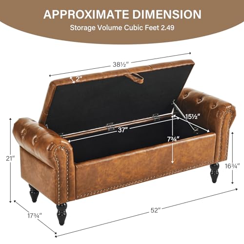 Furnimart Storage Ottoman Bench for Queen Size Bed, Faux Fur Upholstered Storage Bench Accent Bench with Rolled Arms for Bedroom,Living Room, Entryway, 2.5Cubic Feet