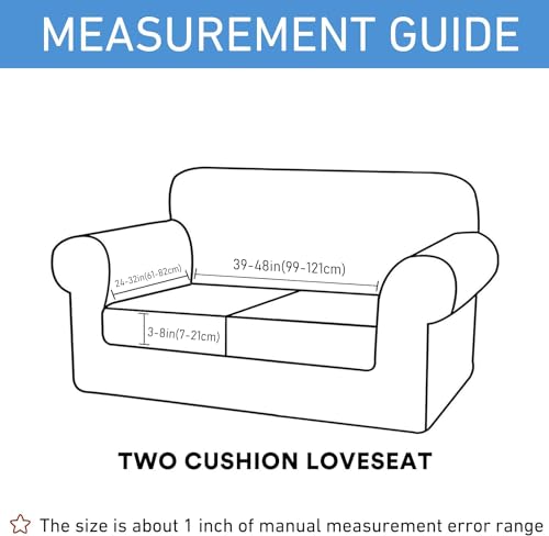 hyha Waterproof Couch Cushion Covers, Washable Sofa Cushion Covers, Stretch Sofa Slipcovers, Thick Jacquard Fabric, Couch Sofa Covers for Pets with Elastic Bottom (2 Cushion Loveseat, Navy)
