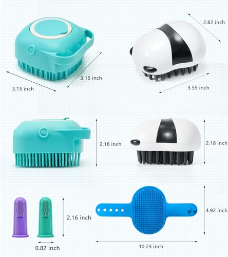 ROBATUN Dog Bath Brush Pet Massage Shampoo Brush Dog Scrubber for Bath Dog Washing Brush Scrubber Pet Bath Massage Brush with Soft Silicone Bristles for Puppy Dog Cat Grooming Cleaning Blue