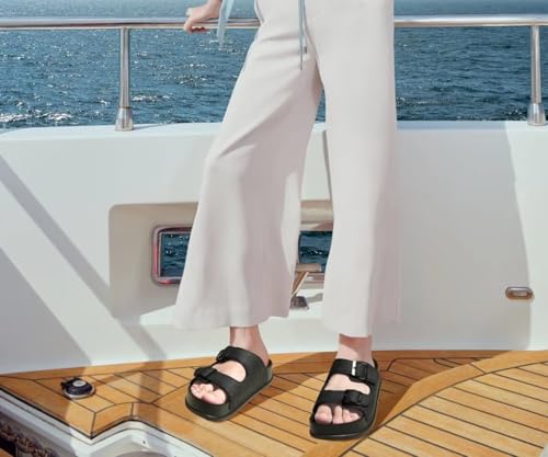 KuaiLu Womens Sandals with Arch Support Comfortable Slippers Orthopedic Cushion Recovery Slides Summer Fashion Leather Buckle Casual Plantar Fasciitis Shoes for Indoor&Outdoor Size Brown 6