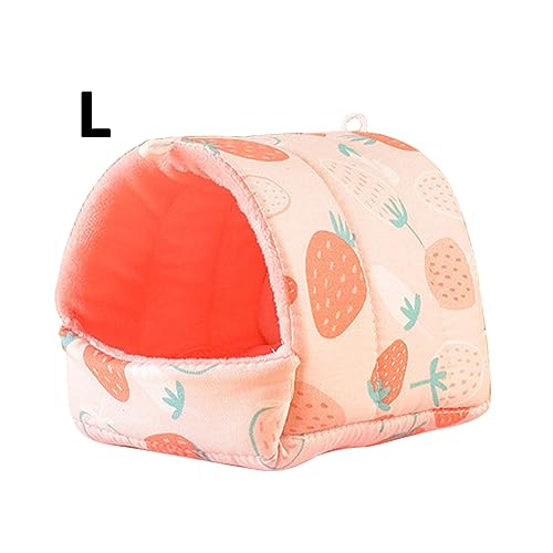 HPAWHOMEPART Parrot Bird Bed Hammock Winter Warm Bird Plush Nest Toy for Parakeet Comfortable Hanging Bird Bed for Cage (L, Beige)