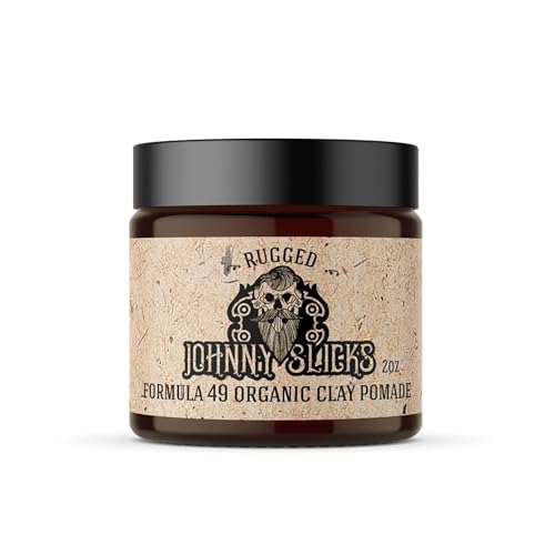 Johnny Slicks Formula 49 Clay Organic Pomade | Firm Hold & Matte Finish (Promotes Healthy Hair Growth, Helps Hydrate Dry Skin), (2 ounce, Original)