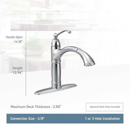 Moen 7295SRS Brantford One-Handle Pullout Kitchen Faucet Featuring Power Clean and Reflex, Spot Resist Stainless
