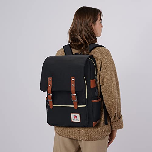 Xinveen Vintage Laptop Backpack Travelling Backpack Casual Daypacks School Shoulder Bag for Men Women Black