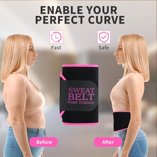 Lisacool Sculpt Touch Waist Trainer For Women Sweat Band For Stomach Waist Trimmer Black/Pink
