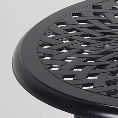 Mandolin Outdoor Patio,Rust -Resistant Cast Aluminum Side Table,Weather Resistant End Table,Coffee Table, Perfect for Patio, Backyard Or Garden.W 20.8" X H18.5(Aluminum Round, Black)