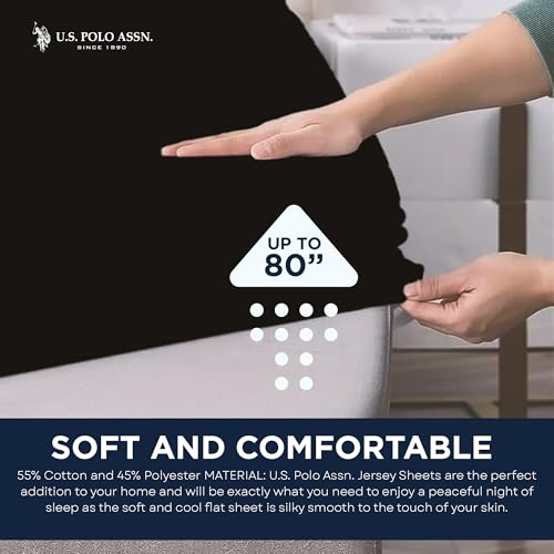 USPA Cotton-Rich Solid Jersey Knit Sheet Set