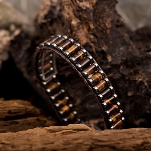 KSQS Healing Stone Chakra Wrap Bracelet for Women, Hematite Energy Bead Protection Bracelet for Anxiety and Stress, Jasper Leather Cuff Bracelet(#5)