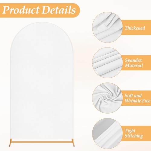 HMQIANG White Wedding Arch Backdrop Cover 6FT, Thicken Premium Spandex Fitted Backdrop Stand Covers for Birthday, Party, Baby Shower Banquet Arch Decoration