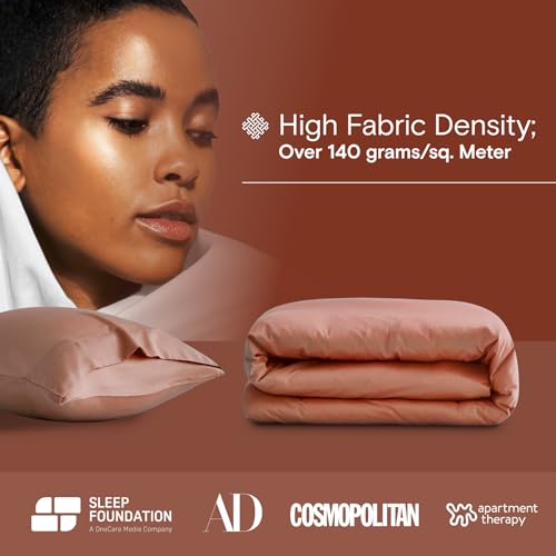 DOZ Duvet Cover Set, 100% Viscose derived from Bamboo, Organically Grown, Buttery Soft, Cooling Duvet Covers, High GSM, 1 Duvet Cover and 1 Pillowcase, 70"x90" (Clay, Twin/Twin XL)