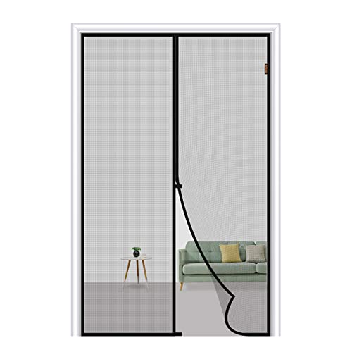 MAGZO Magnetic Screen Door Fit Door Size 30 x 80 Inch, Screen Size 32" x 81" Strong Magnets Door Mesh, Reinforced Fiberglass Door Net for Patio Door, Front door, Gray