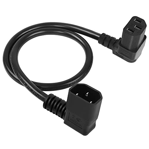 GELRHONR 1.6Ft/50cm Right Angle IEC320 C14 to Down Angle C13 PDU Power Supply Extension Cord,90 Degrees Dual Bent C14 Male to C13 Female Power Cable for Computers,LED HDTV Monitor and Scanner Etc