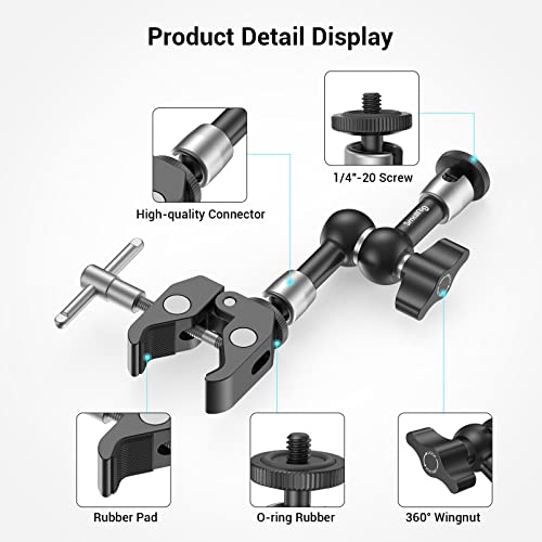SMALLRIG Super Clamp w/ 1/4" and 3/8" Thread and 5.8 Inches Adjustable Friction Power Articulating Magic Arm with 1/4" Thread Screw for LCD Monitor/LED Lights - KBUM2730