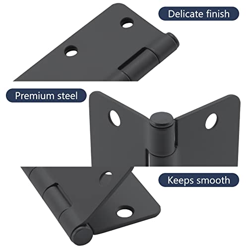 HOME MASTER HARDWARE 3 Pack Rounded Matte Black Door Hinges, 3.5 Inch Interior Door Hinges, 1/4" Radius Corners Residential Bedroom Door Hinge for Office/Bedroom/Study Living Room