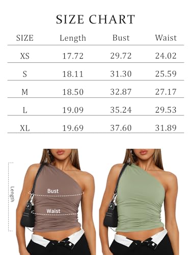 Trendy Queen Womens Summer One Shoulder Tank Tops Sleeveless Going Out Crop Top Sexy Outfits Slim Fitted Basic Cute Y2k Shirts Cropped Camis Fashion Tshirts 2024 Black