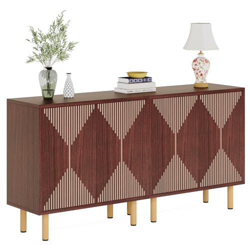 Tribesigns Modern Grey Storage Cabinet Set, Freestanding Floor Cabinet, Classic 59 inches Sideboard, Wood Buffet Cabinet with Doors, Large Storage Cabinet for Living Room, Dining Room, Garage