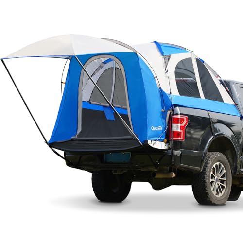 Quictent Pickup Truck Tent for Full Size Short Bed (5.5'-5.8'), Waterproof PU2000mm 2-Person Sleeping Capacity Truck Bed Tent with Removable Awning, Rainfly & Storage Bag Included