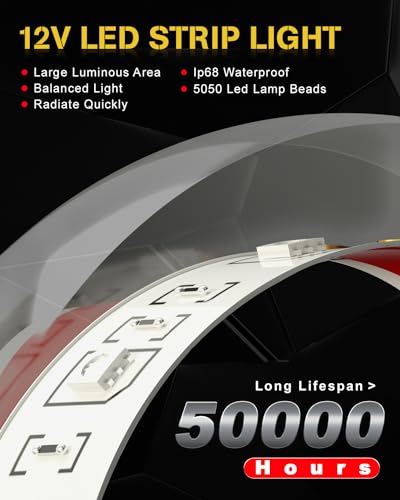 YONGMING 12 Volt Led Strip Lights Waterproof Blue,12.6inch Car Led Lights Exterior & Interior For Golf Cart Light,Boat Car Motorcycle Underglow Kit,18smd 5050 Leds 32cm,4 Packs