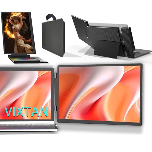 Dual Laptop Screen Extender Portable Monitor: 14" FHD 1080P IPS Portable Dual Monitor for Laptops 13-16.5" Plug and Play Double Screen for Laptops Portable Monitor for MAC /Wins/Android/Linux/Chrome