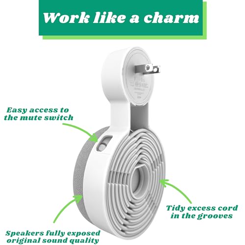 Sintron Outlet Wall Mount Holder for Google Nest Mini and Google Home Mini, A Space-Saving Accessories with Cord Management for Google Smart Speakers 1st Gen. and 2nd Gen., No Messy Wires or Screws.