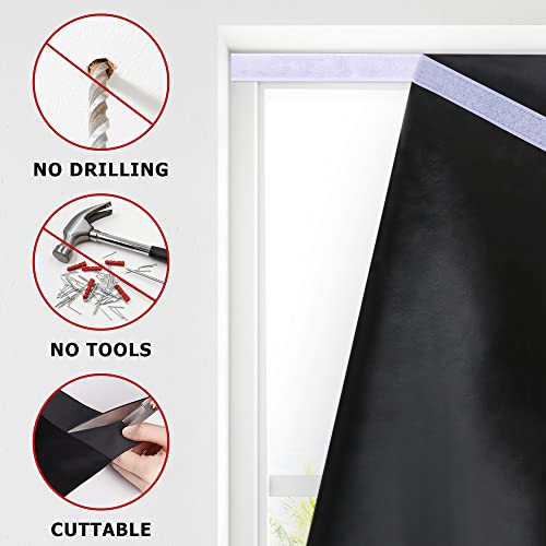 LazBlinds 100% Blackout Door Curtain, No Tools No Drill Cordless Blinds for Windows, Thermal Insulated UV Protection Privacy Window Curtains for French Door Front Door(26''W x 68''H, Beige, 1 Panel)