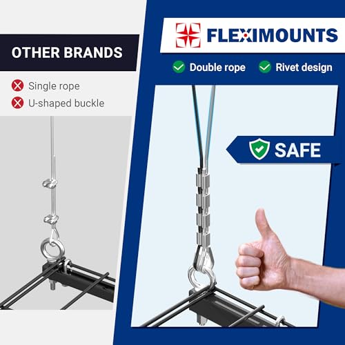 FLEXIMOUNTS GL1 Overhead Garage Lifting Storage Rack, 4x4 Ft Heavy-Duty Metal Garage Ceiling Rack, Adjustable Organization System, 300lbs Weight, Black