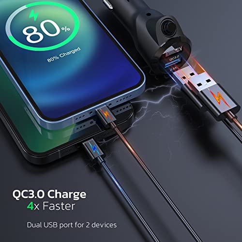 Nulaxy Bluetooth FM Transmitter for Car, Wireless Car Bluetooth V5.0 Adapter with Big Color Screen, Support QC3.0 Fast Charging, Hands-Free Call, MP3 Music Player BASS&TRE Booster, TF Card AUX-KM28