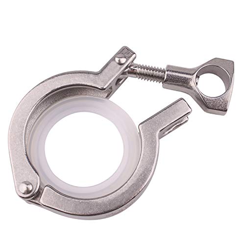 DERNORD Tri-clamp Stainless Steel 304 Single Pin Heavy Duty Tri Clamp with Wing Nut for Ferrule TC with 1 pc Silicone Gasket (1.5" Tri-clamp+Silicone Gasket) (1.5 Inch Tri clamp Size: 1 Pack)
