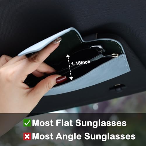 COOLYOUTH Sunglass Holder for Car Visor Car Sunglass Holder Glasses Holder with Clip Car Accessories for Women Men(01 Blue Gray)