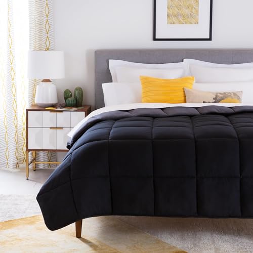 LINENSPA Reversible Down Alternative Comforter and Duvet Insert - All-Season Comforter - Box Stitched Comforter - Bedding for Kids, Teens, and Adults – Black/Graphite - California King