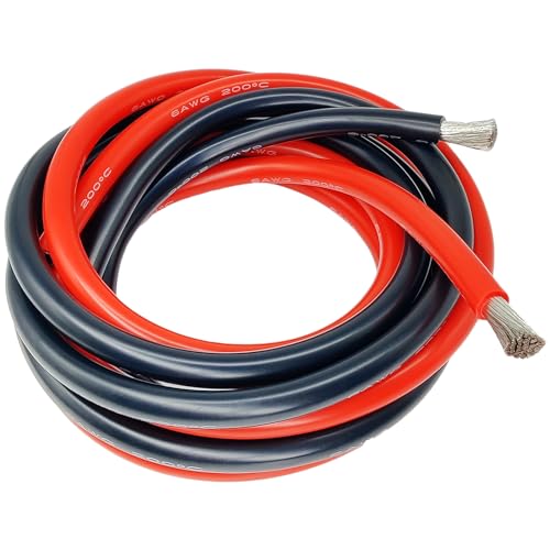 OPLIAT 26AWG Flexible Silicone Electrical Wire 400FT, 26 Gauge AWG Stranded Tinned Copper Hook Up Wire 30 * 0.08mm Rating 200℃ 600V【Red 200ft + Black 200ft】